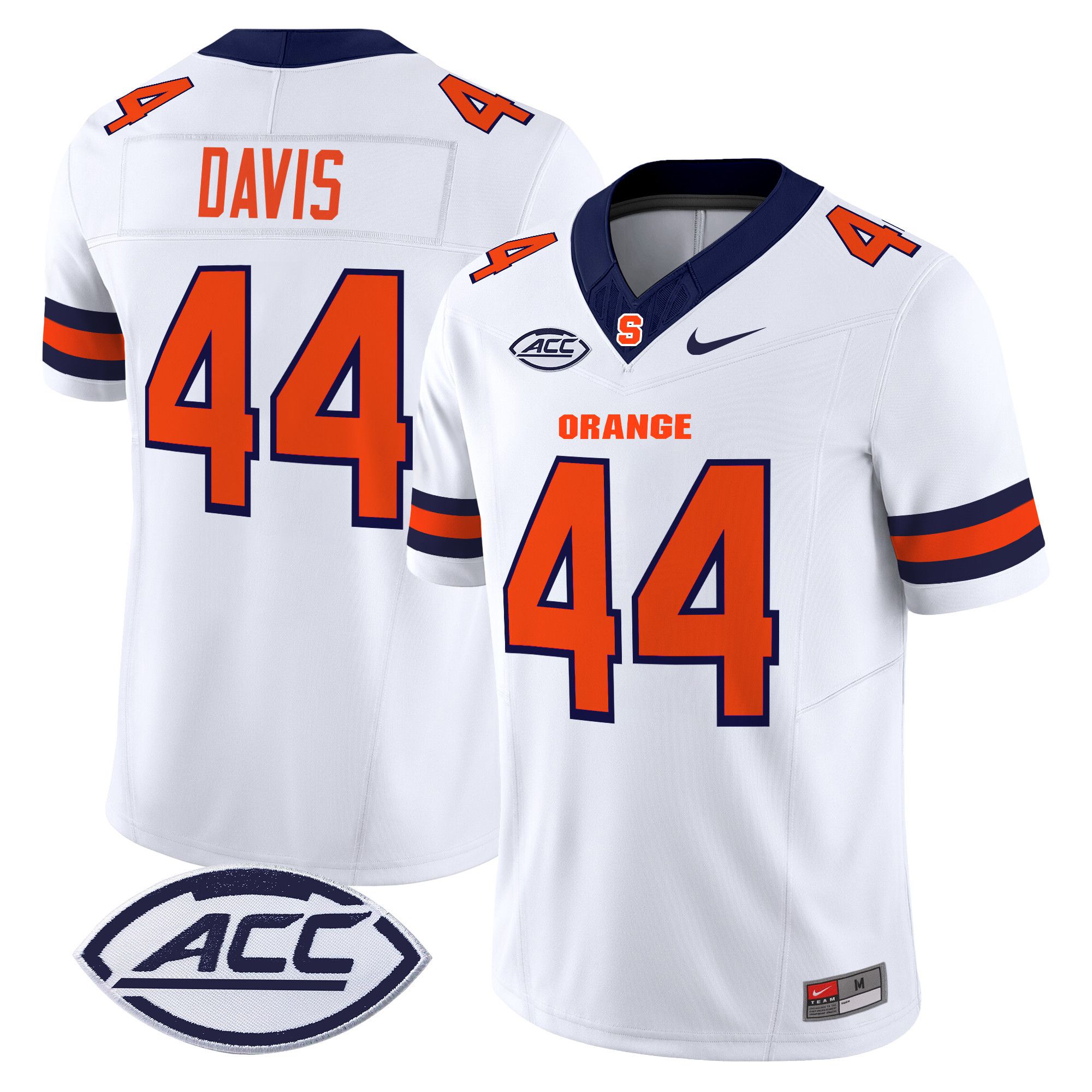 Men Syracuse Orange #44 Davis White Nike 2024 Vapor Limited NCAA Jersey->ncaa teams->NCAA Jersey